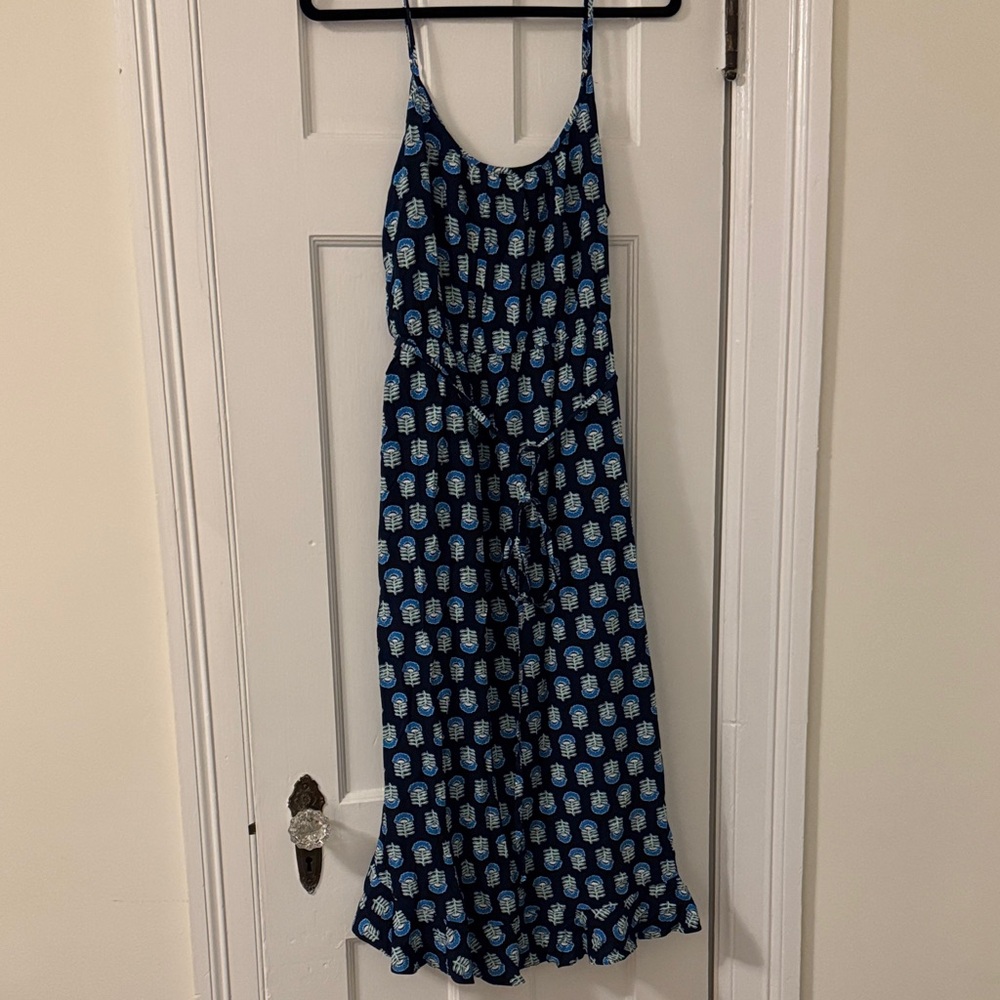 J. Crew Blue and White Midi Dress
